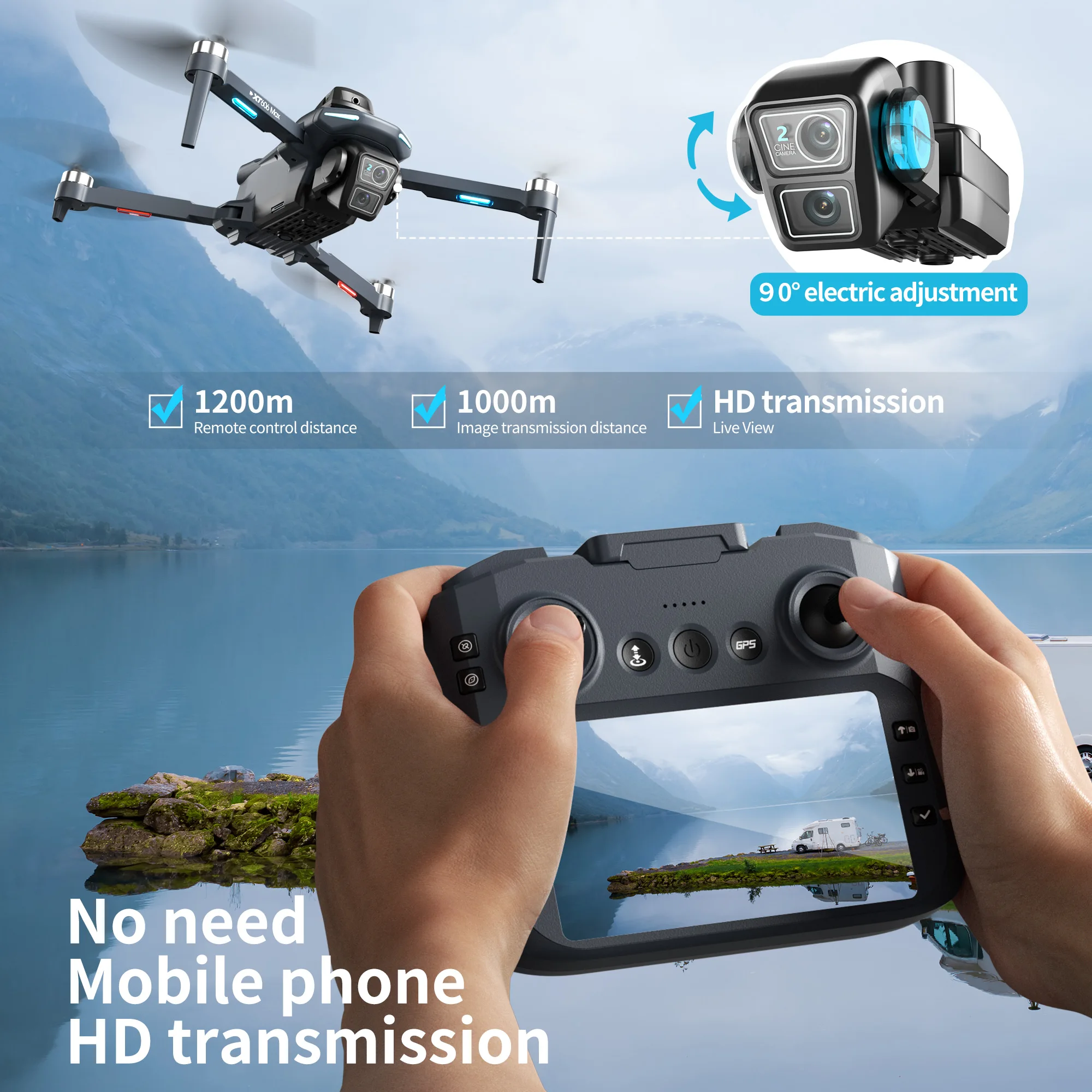 Drone GPS XT606 MAX Asli 4k Pr - Drone Gps Mount ulasan dan harga